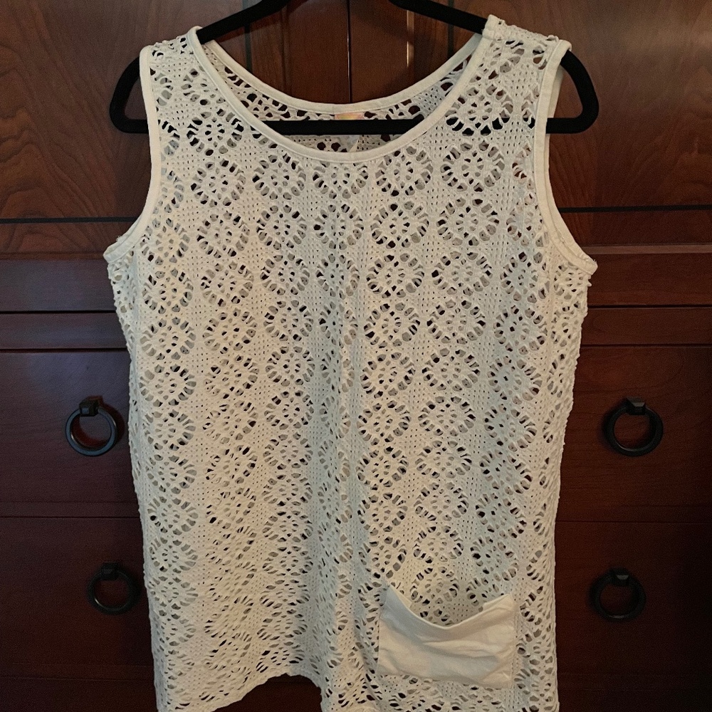 White mesh beach coverup